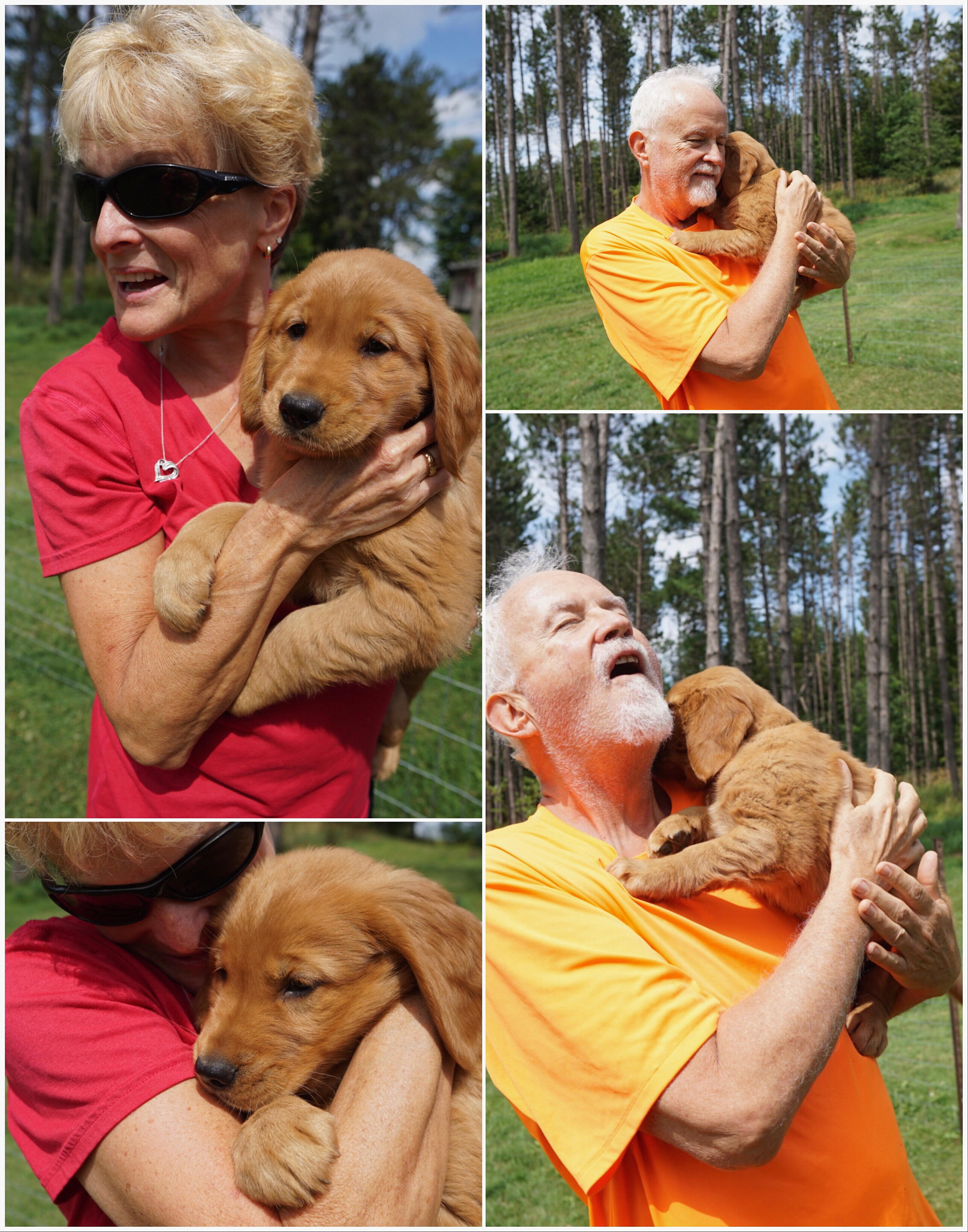 Andre J de Saint Phalle amd his wife Veronica with their puppy Blaze on day one.